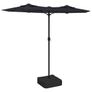 Double-Head Garden Parasol with LEDs Black 316x145 cm Image 2