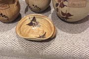OFFERS WELCOME PLEASE -Ballydougan Stoneware Pottery - 4 Pieces . Biscuit ( Old Irish writing) Sugar and Tea lidded Jars and a shallow bowl shaped dish for biscuits