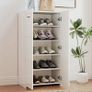 High-gloss shoe cabinet, shoe storage with adjustable shelves for hallway, entry, space for 10 pairs, white Image 3
