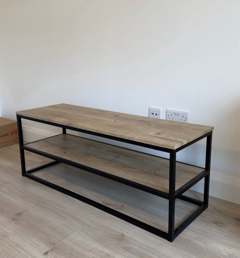 TV Unit . TV stand . TV Bench Black & Oak Effect, 120cm