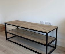 TV Unit . TV stand . TV Bench Black & Oak Effect, 120cm