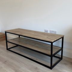 TV Unit . TV stand . TV Bench Black & Oak Effect, 120cm