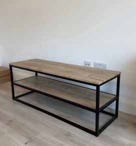 TV Unit . TV stand . TV Bench Black & Oak Effect, 120cm
