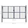 Mesh Garden Gate Galvanised Steel 289x150 cm Grey Image 9