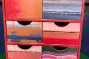Hand-painted Wood 6 drawer unit