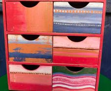 Hand-painted Wood 6 drawer unit