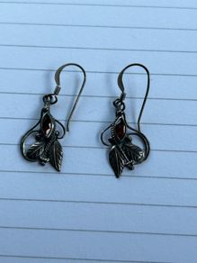 Garnet and sterling silver earrings