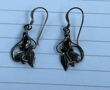 Garnet and sterling silver earrings