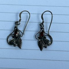Garnet and sterling silver earrings