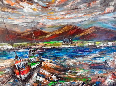 Sleeping fishing boats alias Vessels at Murrisk, Ireland, Co Mayo