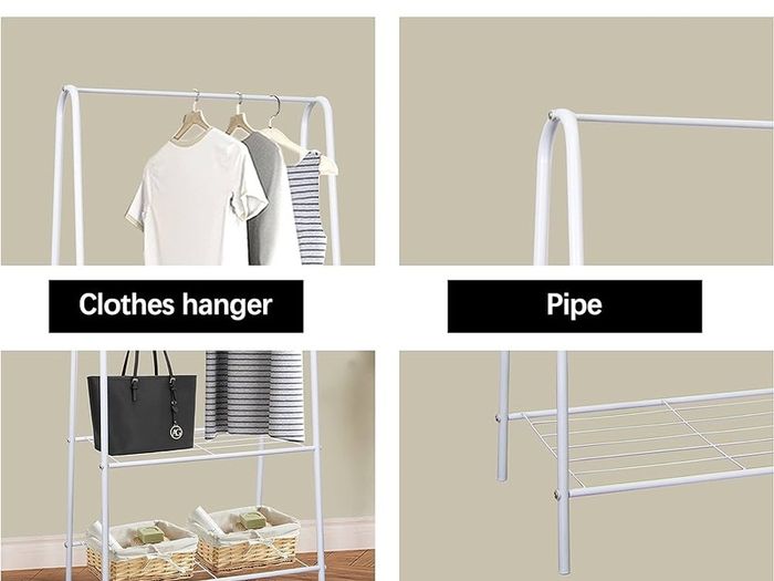 NEW SALE | Clothes Rail Stand Garment Coat Rack with Metal Shelf, Frame for Bedroom, Saving Space Clothes Rail,1.5m