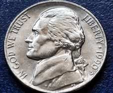 1990 D United States  5 Cents "Jefferson Nickel" 1st portrait