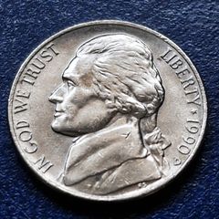 1990 D United States  5 Cents "Jefferson Nickel" 1st portrait