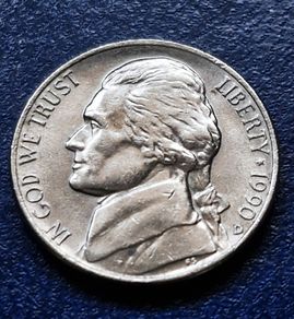1990 D United States  5 Cents "Jefferson Nickel" 1st portrait