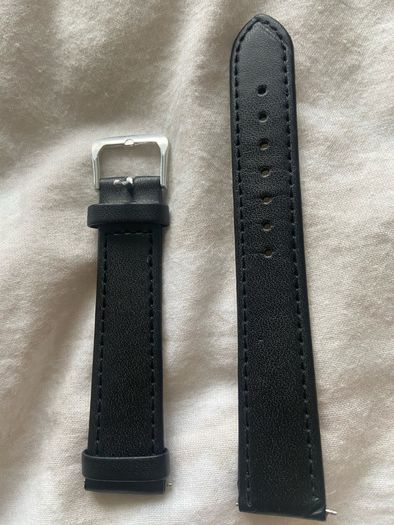 black genuine leather watch strap