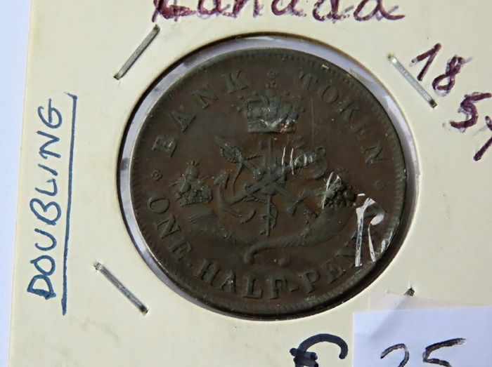 1857 Half Penny | Bank of Upper Canada | Doubling mint error