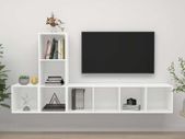 3 Piece TV Cabinet Set White Chipboard