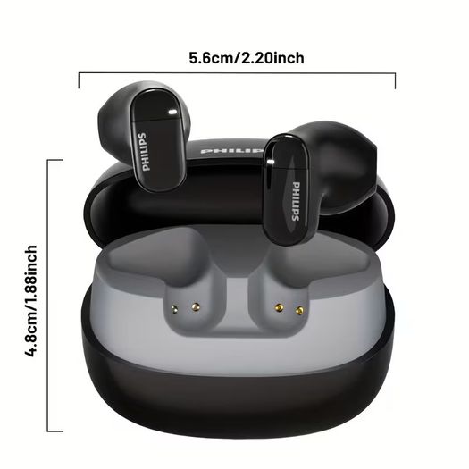 PHILIPS True Wireless Earphones Earbuds - Comfortable for iPhone/ Android, Built-in Microphone Sweat Wireless Headset, Wireless Headphones TAT2169 / New