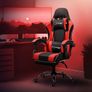 Gaming chair with massage function and footrest  aming Chair, Black/White, PU Leather, Ergonomic Office Chair, Adjustable Swivel Chair, Racing Gamer Chair with Armrest, Headrest, Lumbar Cushion, Footrest, Desk Chair Image 2