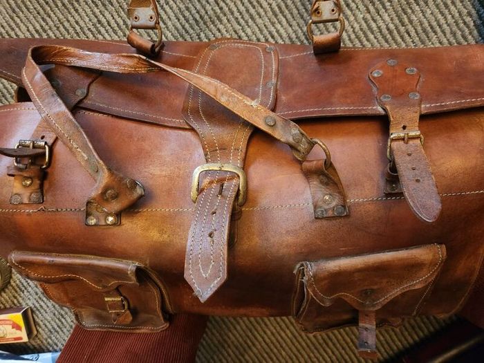 Large heavy duty leather bags plus briefcase.