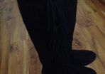 Beautiful Black Fringed Knee High Boots (Size 4)