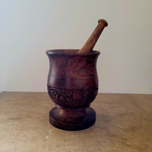 Vintage rosewood pedestal & mortar