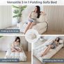 Folding Sofa Bed, Convertible Sleeper Chair with Pillow Foldable Mattress with Back Support, Portable Fold Out Chair Bed Comfy Floor Sofa Lounge for Living Room Bedroom, Beige Image 7