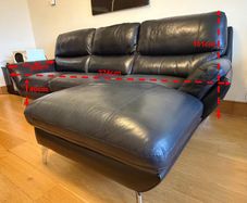 3 seater L-shaped leather couch