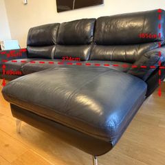 3 seater L-shaped leather couch