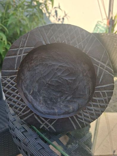Stunning Vintage African Tribal Hand-carved Hardwood Ebony Divination Bowl