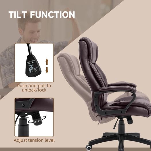 Vinsetto 6 Points Vibration Massage Executive Office Chair Extra Padded Swivel Ergonomic High Back Desk Chair, Brown