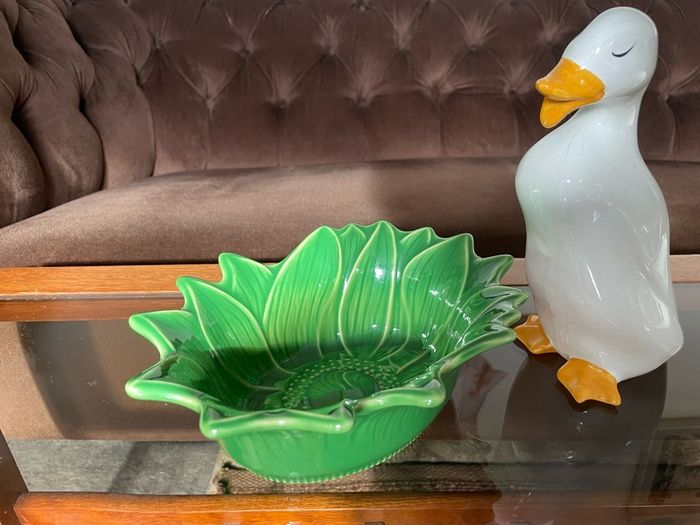 Vintage Appolia French Ceramic Sunflower Baking Form in Provincial Green