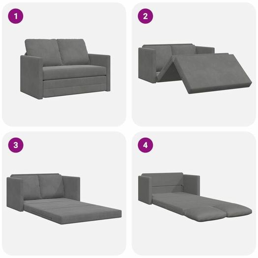Folding Sofa Bed Dark Grey 122 x 70 x 60 cm Velvet