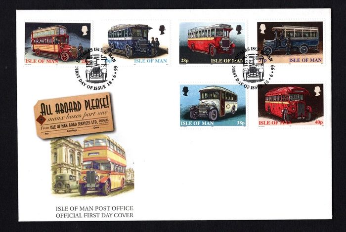 1999 Isle of Man Manx Buses Commemorative Stamps Addressed First Day Cover (FDC)
