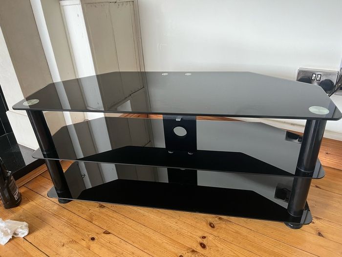 Black glass tv stand