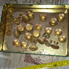 Old Copper Measure and Old lot of Brass Door or Drawer Knobs Selling altogether as 1 lot, Postage Available or Collection
