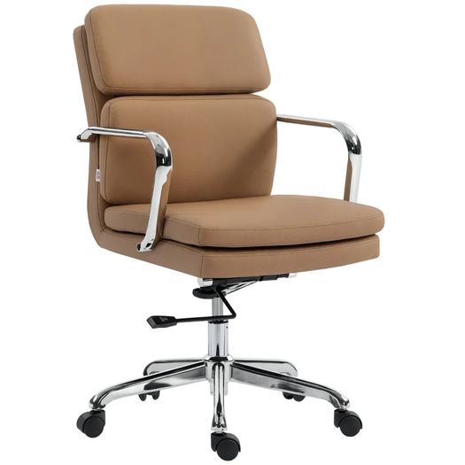 Office Chair, Desk Chair, Adjustable Height, High Back, 360 Swivel, 61x67.5x100cm Brown