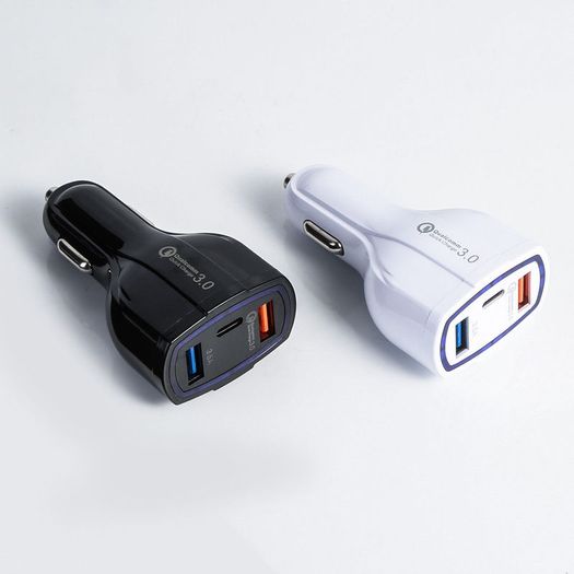 2 X QC 3.0 3 Port Fast Car Mobile Charger (Dual USB-A + Type-C) 35W (Brand New/Warranty)