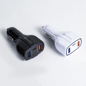 2 X QC 3.0 3 Port Fast Car Mobile Charger (Dual USB-A + Type-C) 35W (Brand New/Warranty)