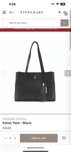 Tipperary Crystal Black Eaton Tote Bag