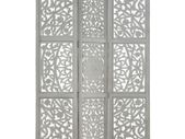 Hand carved 3-Panel Room Divider Grey 120x165 cm Solid Mango Wood