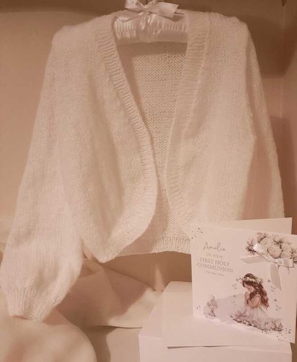 White Hand Knit Communion Bolero