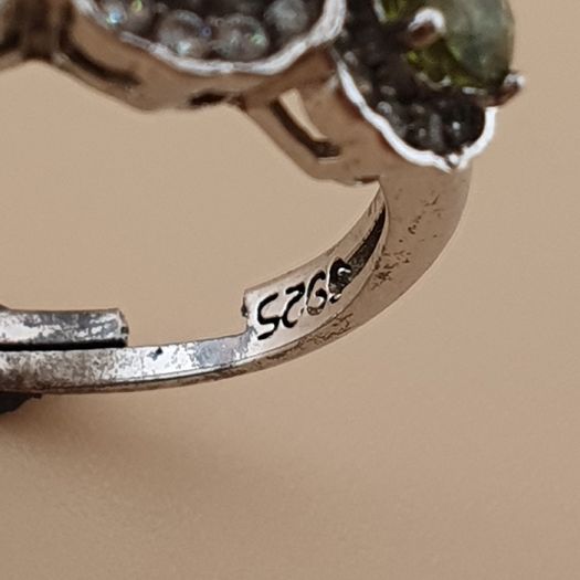 Vintage 925 Sterling Silver Multi-Stone Tourmaline Adjustable Ring