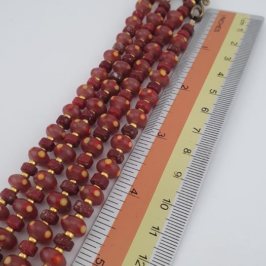 Vintage Venetian Style Tire Shape Eyes Glass Beads Necklace