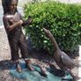 Bronze girl with ducks water feature Image 2