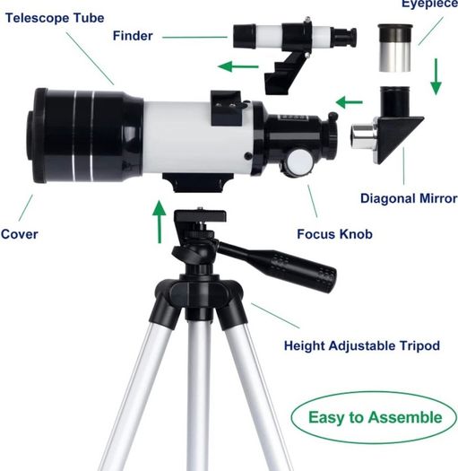 Telescope for Kids & Beginners 70mm Portable Astronomical Telescopes with Height Adjustable Tripod & Phone Adapter Gift for Christmas (FREE POSTAGE)