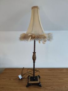 table lamp bedside lamp light vintage style feathers brown