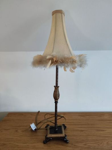 table lamp bedside lamp light vintage style feathers brown