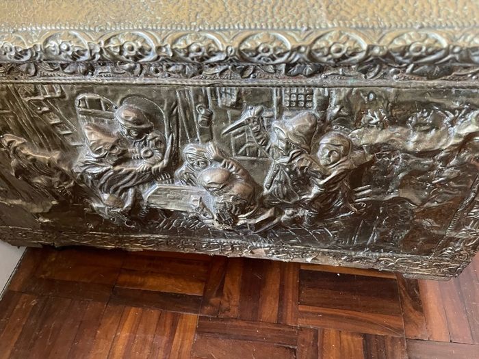 Vintage Brass Fireplace Kindling Box