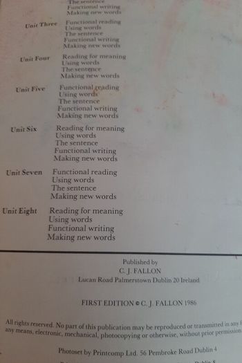 old Fallons school work book 1986